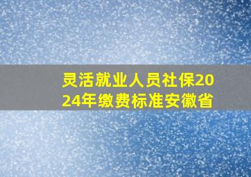 灵活就业人员社保2024年缴费标准安徽省