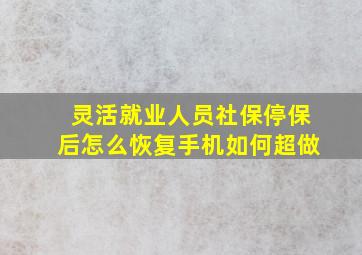 灵活就业人员社保停保后怎么恢复手机如何超做