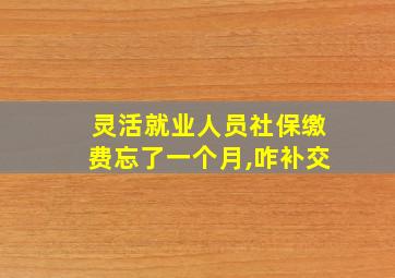 灵活就业人员社保缴费忘了一个月,咋补交