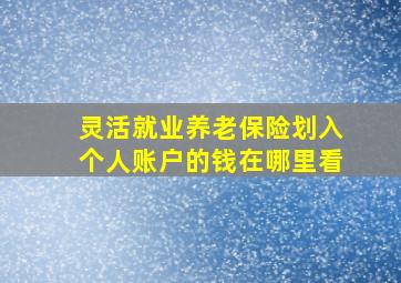 灵活就业养老保险划入个人账户的钱在哪里看