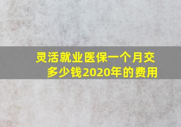 灵活就业医保一个月交多少钱2020年的费用