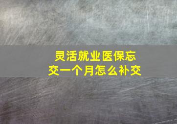 灵活就业医保忘交一个月怎么补交