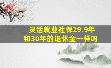 灵活就业社保29.9年和30年的退休金一样吗