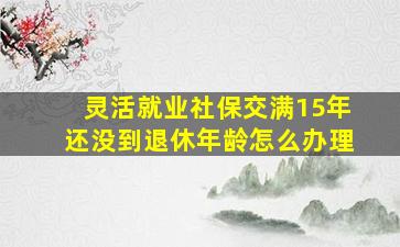 灵活就业社保交满15年还没到退休年龄怎么办理