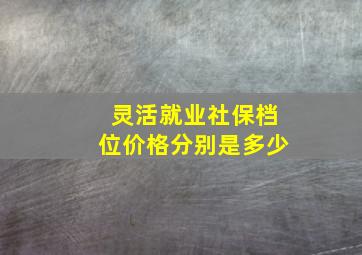 灵活就业社保档位价格分别是多少