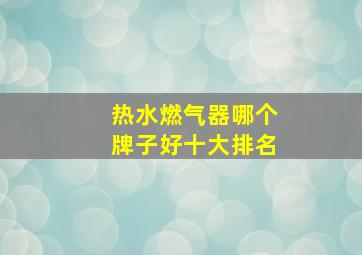 热水燃气器哪个牌子好十大排名