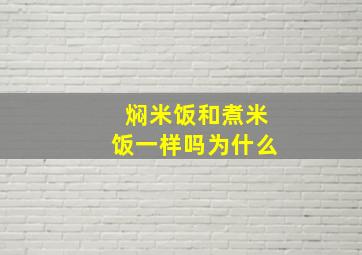 焖米饭和煮米饭一样吗为什么