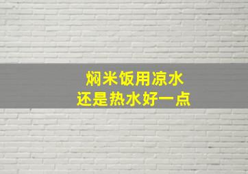 焖米饭用凉水还是热水好一点