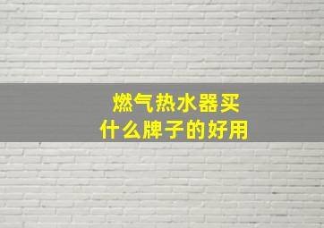 燃气热水器买什么牌子的好用