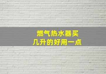 燃气热水器买几升的好用一点