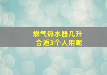 燃气热水器几升合适3个人用呢