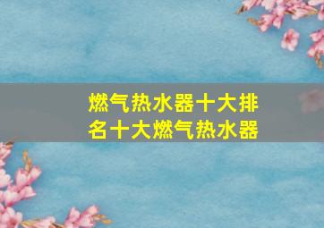 燃气热水器十大排名十大燃气热水器