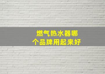 燃气热水器哪个品牌用起来好