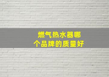 燃气热水器哪个品牌的质量好