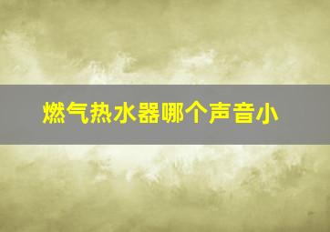 燃气热水器哪个声音小