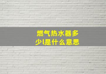 燃气热水器多少l是什么意思