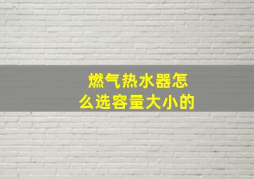 燃气热水器怎么选容量大小的