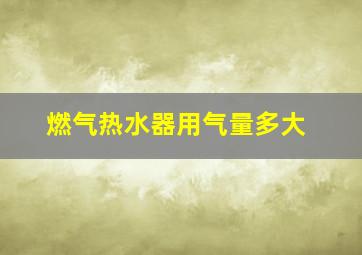 燃气热水器用气量多大