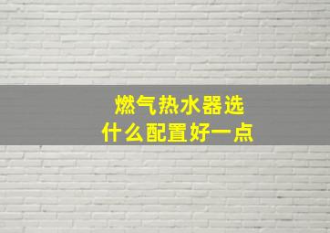 燃气热水器选什么配置好一点