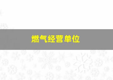 燃气经营单位