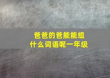 爸爸的爸能能组什么词语呢一年级