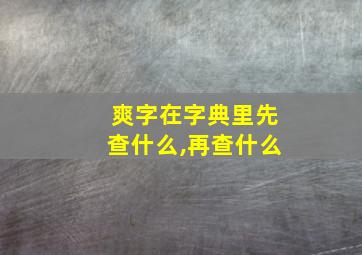 爽字在字典里先查什么,再查什么