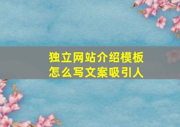 独立网站介绍模板怎么写文案吸引人