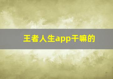 王者人生app干嘛的