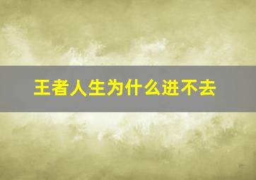 王者人生为什么进不去