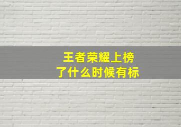 王者荣耀上榜了什么时候有标