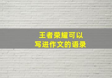 王者荣耀可以写进作文的语录