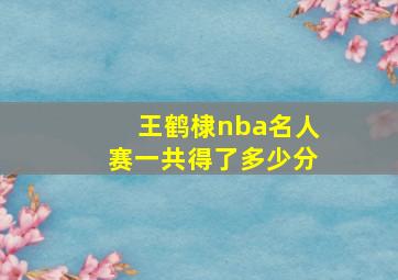 王鹤棣nba名人赛一共得了多少分