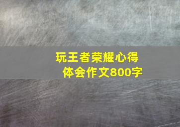 玩王者荣耀心得体会作文800字