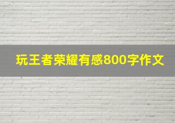 玩王者荣耀有感800字作文