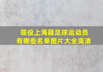 现役上海籍足球运动员有哪些名单图片大全高清