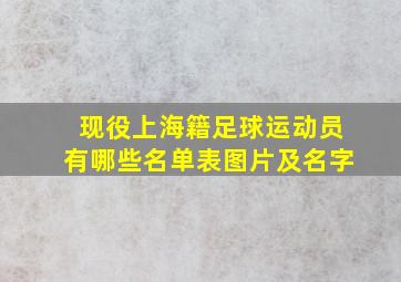 现役上海籍足球运动员有哪些名单表图片及名字