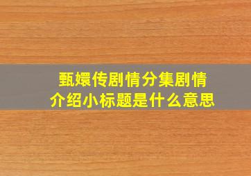 甄嬛传剧情分集剧情介绍小标题是什么意思