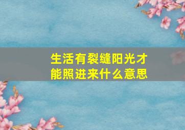 生活有裂缝阳光才能照进来什么意思