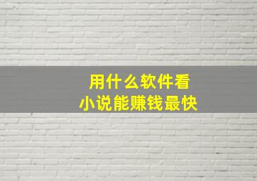 用什么软件看小说能赚钱最快