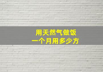 用天然气做饭一个月用多少方