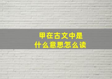 甲在古文中是什么意思怎么读