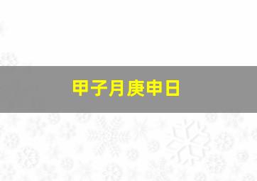 甲子月庚申日