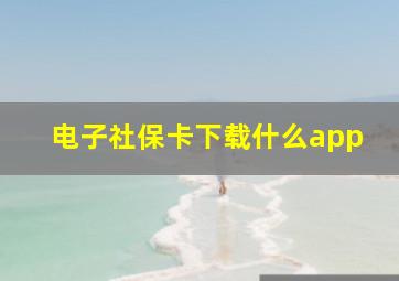 电子社保卡下载什么app