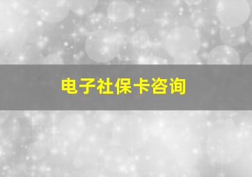 电子社保卡咨询