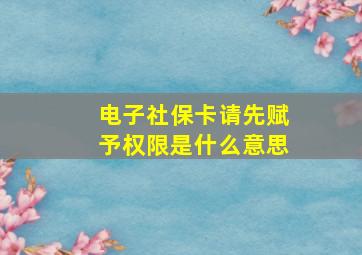 电子社保卡请先赋予权限是什么意思