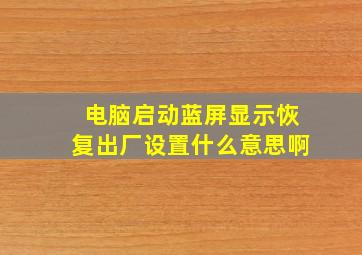 电脑启动蓝屏显示恢复出厂设置什么意思啊