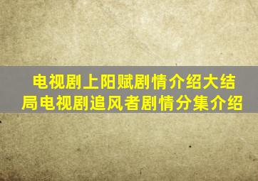 电视剧上阳赋剧情介绍大结局电视剧追风者剧情分集介绍