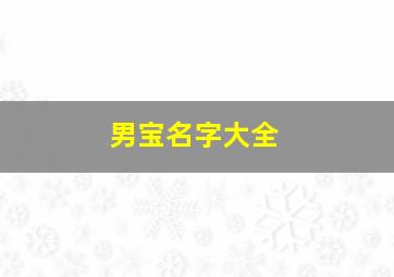 男宝名字大全