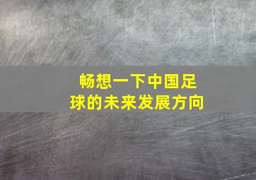 畅想一下中国足球的未来发展方向