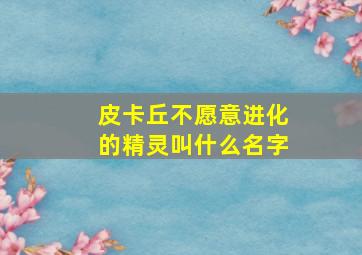 皮卡丘不愿意进化的精灵叫什么名字